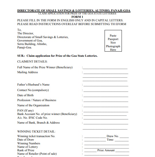 lottery claim form download