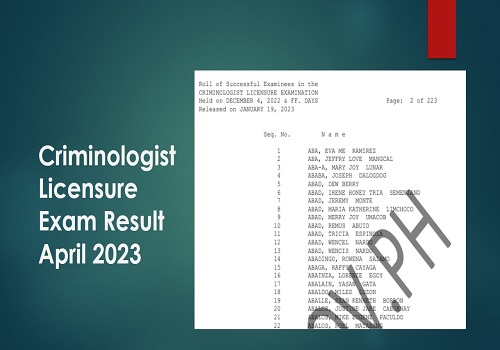 Criminologist Licensure Exam Result April 2023 List Of Passers 