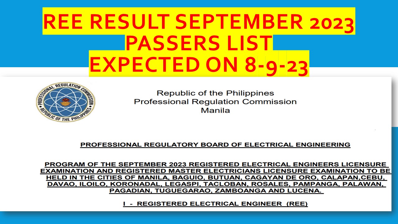 REE Result September 2023 Passers List PRC Registered Engineers