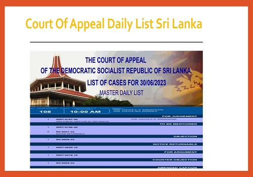 Court Of Appeal Daily Court List 2023 Sri Lanka www.courtofappeal.lk ...