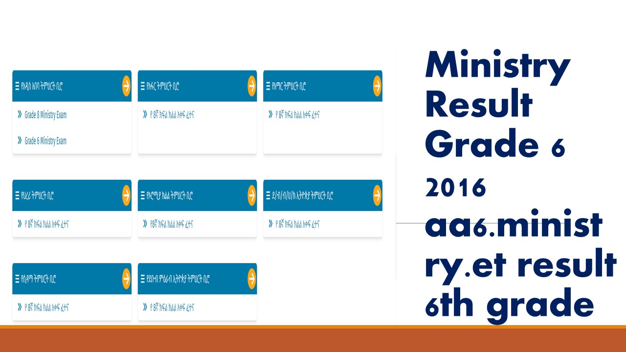 Ministry Result Grade 6 2016 aa6.ministry.et result Ethiopia Grade 6
