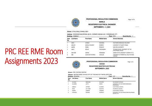 room assignments ree september 2023