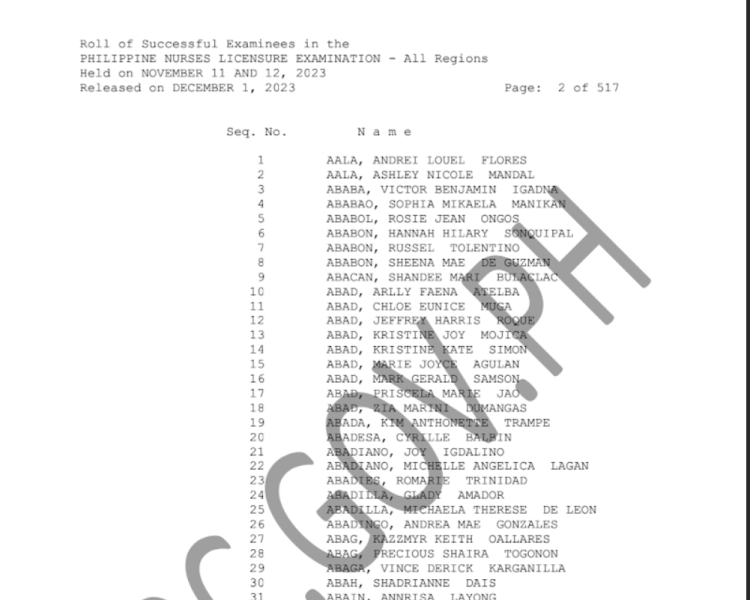 NLE 2023 Results November prc.gov.ph nle list of passers nov