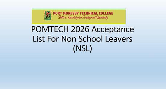 Pomtech Form.pdf POMTECH 2026 Acceptance List For Non School Leavers (NSL)