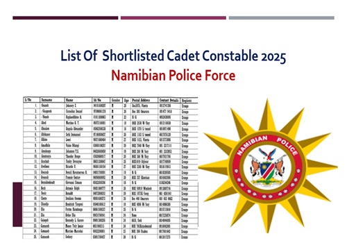 OUT-Nampol Cadet Constable Shortlisted 2025 Applicants Recruitment ...